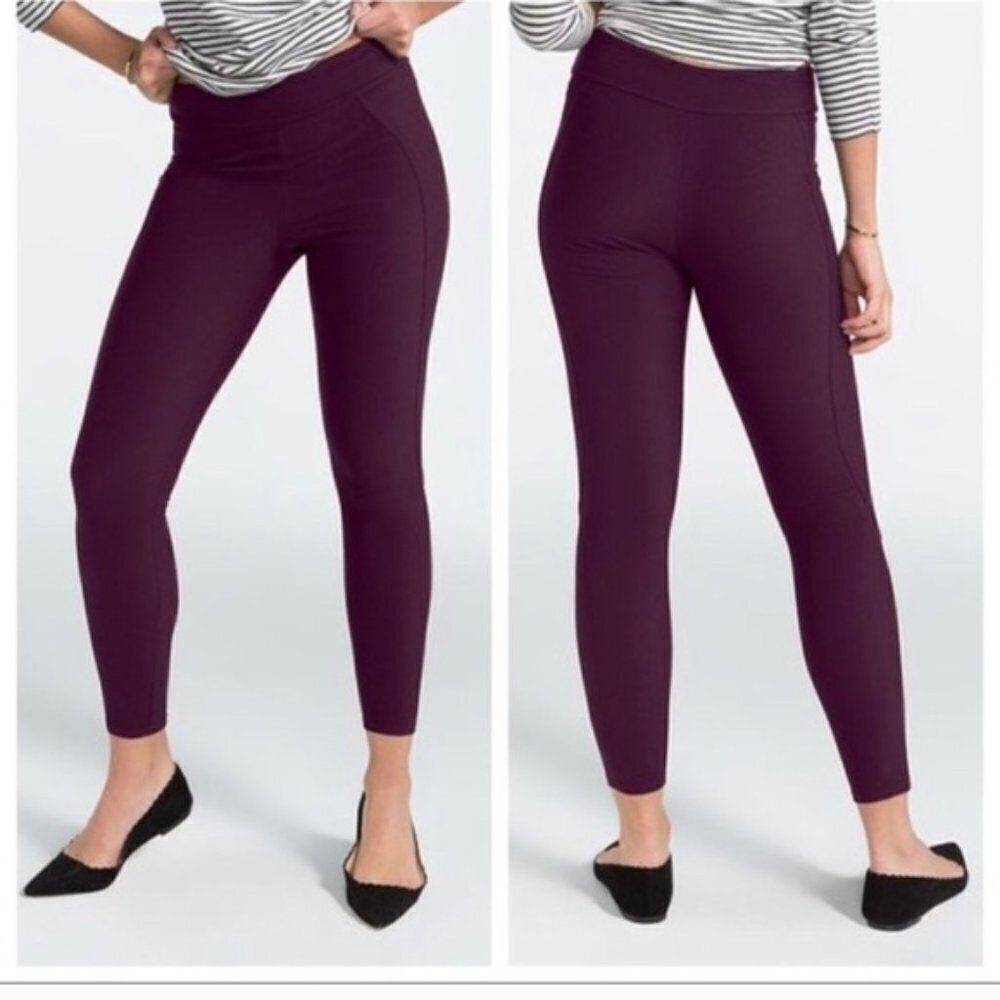 Spanx Micro Ribbed Leggings in Fine Wine SZ M